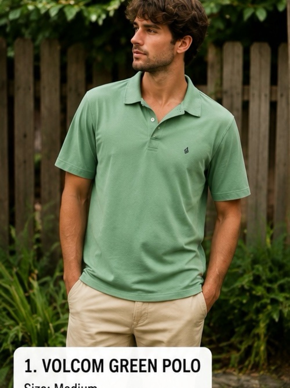 Volcom Men’s Green Short Sleeve Polo Shirt Size M